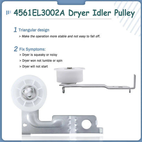 Upgraded Dryer Rollers Kit For LG Kenmore Dryers With Idler Pulley 4561EL3002A triangular design detail