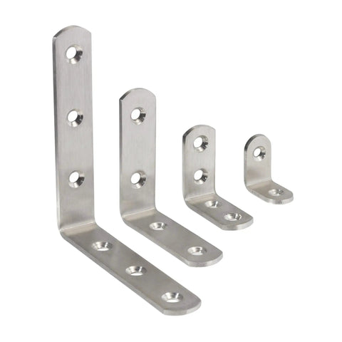 Heavy Duty L Shape Corner Brackets For Wood Furniture And Bedframes Keep Your Carpentry Tight With These Straight Up Stainless Steel 90 Degree Mounts In A Ten Pack designed for simple stress free home repair projects.