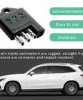 4 Pin Trailer Wiring Tester With LED Indicators, 4 Way Straight Connector For Flat Trailer Lights, Quick Continuity Test Circuit Tester, Pro Grade Durable Car Accessory For DIY Towing Wiring, black plastic 4-pin tester with LED lights