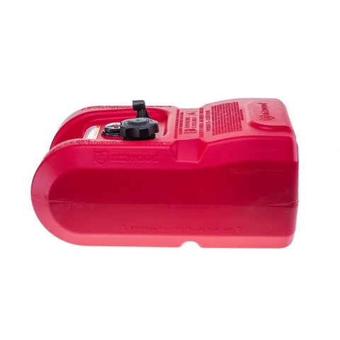 Red 6 Gallon Portable Marine Fuel Tank With Gauge EPA Certified CARB Approved Built Rugged for Harsh Conditions side view