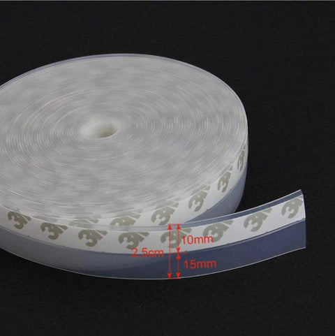 Door Bottom Seal Strip For Glass Doors And Shower Enclosures, Easy Install Weatherproof Rubber Flex Seal on roll, transparent.
