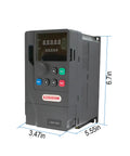 Variable Frequency Drive 4KW 5HP 18A 220V Single Phase To Three Phase All In One Converter Inverter front view with dimensions
