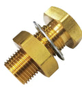 Quarter Inch NPT Female Brass Bulkhead Tank Fitting One And Half Inch Length Pack Of Two Beefy Heavy Duty Bulkhead Couplings With Washer And Nut For Airtight Seal 1200 PSI Max From Minus Sixty Five To Two Hundred Fifty Fahrenheit Corrosion Resistant, brass bulkhead fitting with washer and nut