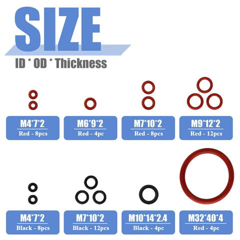 60 Piece Silicone O Ring Kit For Espresso Machines With 15 Sizes Of Food Grade Seals And Gaskets Replacement O Rings