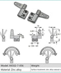 Small Door Shaft St-7a Positioning Control Constant Torque Micro Hinge 0.9Nm For Cabinet Doors With detailed design and measurements.
