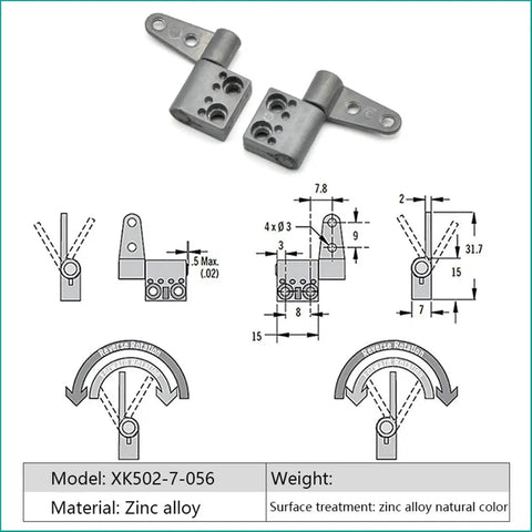 Small Door Shaft St-7a Positioning Control Constant Torque Micro Hinge 0.9Nm For Cabinet Doors With detailed design and measurements.