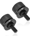 Heavy Duty Aluminum Knurled Motorcycle Seat Bolt Screws Featuring No Fuss Quick Swap For Dead Straight Hand Tightening On Custom Baggers And Touring Cruisers Matte Black Hardware Upgrade Kit, knurled design, pack of 2.
