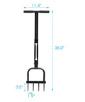 Pro Grade Spike Aeration Tool For Compacted Soils And Lawns With Heavy Duty Steel Frame, Four Sharp Spikes, 35 Inch by 11 Inch Black