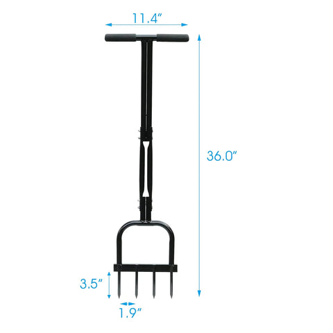 Pro Grade Spike Aeration Tool For Compacted Soils And Lawns With Heavy Duty Steel Frame, Four Sharp Spikes, 35 Inch by 11 Inch Black