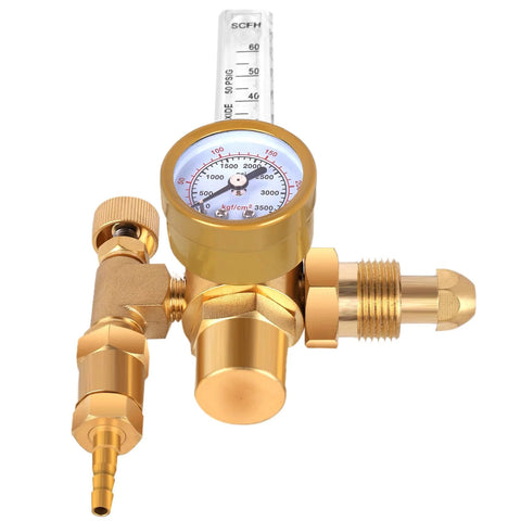 Gold brass welding gas regulator with flow meter gauge for Argon/CO2