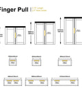 Diagram of Edge Black Finger Pulls For Cabinets 10 Pack, dimensions and placement on cabinet doors, 4.72 inch length.