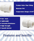 Two Pack One And One Half Inch Male Thread PVC Fittings Two Way PVC Pipe Coupling Adapters Schedule Forty White