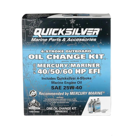 Mercury Outboard 4-Stroke Oil Change Kit For 40HP 50HP 60HP Includes Three 1L Bottles Of 25W-40 Marine Engine Oil Premium Filter