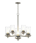 Five Head Modern Farmhouse Chandelier LED Silver Light Fixture for Kitchen Dining Room Living Room Dope Illumination