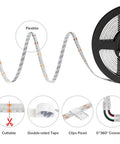 Ultra Bright FCOB RGB LED Strip Light 810 LEDs Per Meter High Density Flexible Color Changing Tape, features details and reel.