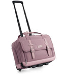 Pink Rolling Laptop Bag For Women With Dual Lock And Wheels 16 Inch Computer Briefcase TSA Friendly Locks