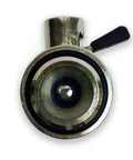Top view of Oil Drain Valve 27mm 2.0 Thread Size Silver Engine Sump Drain with chrome finish for easy oil changes.