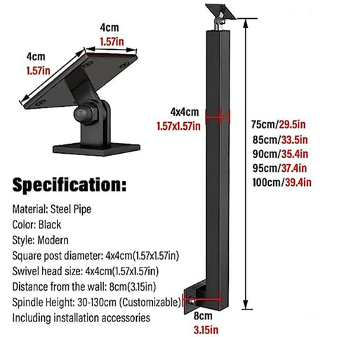 Top-Shelf Black Metal Railing Spindles With Adjustable Banister Columns For Deck Steps And Stairs Square Baluster Posts dimensions and specs