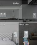 No Fuss Dual Usb Wall Outlet With Auto Light Sensor 4.2A Fast Charge Port 15 Amp AC Receptacle in kitchen, bedroom, living room.