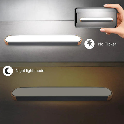 Dimmable LED Ceiling Light With Remote Control 37.4 Inch Flush Mount Low Profile Modern Wood Grey Finish 36W 3000K to 6000K Color Temperature Ideal For Living Room Bedroom Hallway And Office Lighting showcasing no flicker and night light mode features