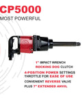Heavy Duty Air Impact Wrench With Extended 7 Inch Anvil And Beefy D Grip Handle That Smashes Through Stuck Bolts With 2500 Ft Lbs Reverse Torque And 3700 RPM For Tough Garage Grinds And Quick Fleet Upkeep Jobs On The Road Daily - features 1 inch impact wrench with rocking dog clutch.