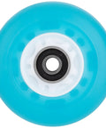 Close-up of Led Light Up 76mm 85A Ripsurf Wheels With ABEC 9 Bearings For RipStik DLX Caster Board in blue, glow in the dark