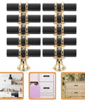 10 Piece Black Zinc Alloy Cabinet Handles And Drawer Pulls For Wardrobe Dresser And Furniture, gold mount, image examples
