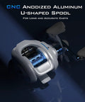 Close-up of Centron Lite Baitcasting Reel With 7.1 To 1 Gear Ratio Right Hand Ultra Lightweight 7.6 Oz Narrow Low Profile