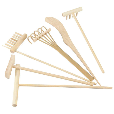 Mini Zen Garden Rake Tools Set With 24 Pieces, Bamboo Sand Rakes For Desk, various rakes on white background