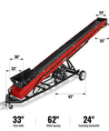 Heavy Duty Firewood Conveyor With Tires, Trailer Hitch, Stop Button And Tail Lights, 9 HP Gasoline Powered Hydraulic Drive