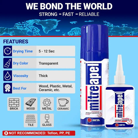 Cyanoacrylate Glue With Activator Kit Instant Bond For Woodworking Plastic And DIY Crafts Professional Grade Adhesive Display