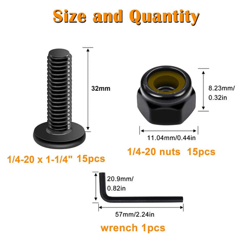 30-Piece Do It All 1/4-20 By 1-1/4 Inch Stainless Steel 304 Flat Head Hex Socket Cap Bolts Kit With Nylon Insert Lock Nuts And Hex Spanner