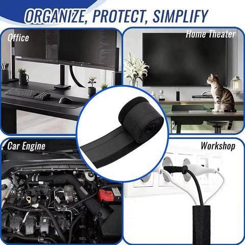 Reusable Flame Retardant Cable Management Sleeve 25M Boss Grade Waterproof Nylon PVC Sheath shown in various uses