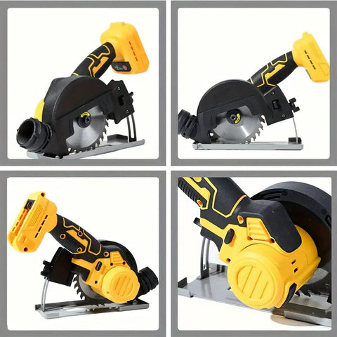 Heavy Duty Circular Saw Packin Serious 20000 RPM High Speed Power And Seamless 4 Speed Control Settings For Precision Cuts, top view angle.