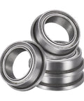 FR168ZZ Flanged Deep Groove Ball Bearings Pack Of 4 1/4 Inch I.D. By 3/8 Inch O.D. By 1/8 Inch Thickness Chrome Steel Double Shielded ABEC 5 Precision For Smooth No Fuss Spins. pack of four chrome steel flanged bearings