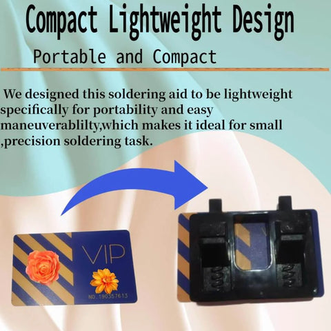 Electric Wire Welding Fixture Soldering Wire Holder With Dual Spring Loaded Clips On Stable Black Base shown with card for size