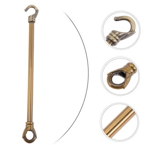 Heavy Duty Chandelier Rod With Ceiling Hook System For Easy DIY Install shown with shiny modern tube and vintage hook details