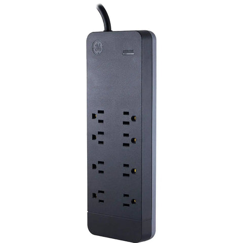 8 Outlet Surge Protector With 2160 Joules Of Protection, 8 Foot Cord, Black Power Hub For Home Office Garage And Workshop