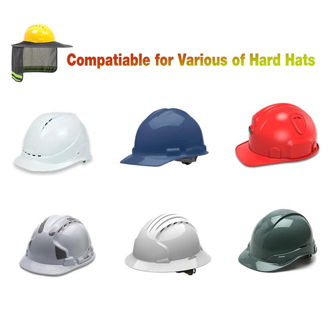 High Visibility Hard Hat Sun Shade Visor Neck Protector With Reflective Strip, Full Brim Outdoor Safety Shield For Men And Women, Breathable Mesh Vent, Grey, 2 Pack