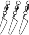 30 Pack Fishing Snap Swivels With High Strength Ball Bearing Swivel, Stainless Steel Coastlock Snaps, Black Nickel Coating, Built To Last In Freshwater And Saltwater, Corrosion Resistant, Size Four, three black snap swivels