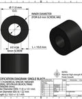 Specification diagram for 125 Piece Black Nylon Round Spacers Set For Screws And Hardware Non Threaded M6 Standoffs With ID 6.2mm