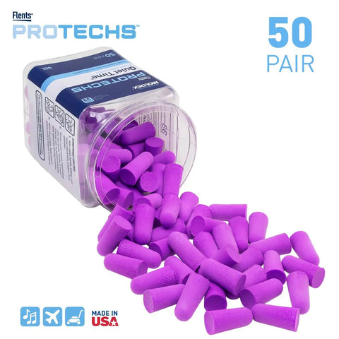 Protechs Foam Ear Plugs For Sleep And Focus, 50 Pairs, Keeps It Quiet In Loud Environments, Snoring, Travel, Concerts, Construction