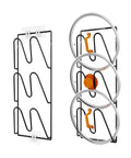 Two Pack Pot Lid Organizer Rack For Cabinet Door And Wall Mounts, Six Tier Lids Holder, rustproof black steel, adhesive installed