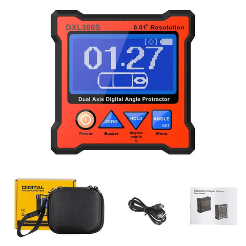Dual Axis Digital Protractor With Five Face Magnetic Base 0.01 Degree Resolution Digital Level Inclinometer display