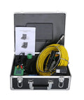 Heavy Duty Industrial Pipe Inspection Camera With 7 Inch Monitor Dual Lens 1080p HD IP68 Waterproof Sewer Drain Crawler Probe Kit in a case.