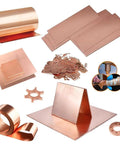 Various Top Tier 99.9 Percent Pure Copper Sheet 26 Gauge 0.4mm Thick, flat and rolled for jewelry making and welding repairs.