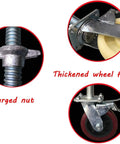 Close-up of Heavy-Duty Swivel Casters Set of 2 with Double Brake Locks and Threaded Stem Design detailed parts including enlarged nut.