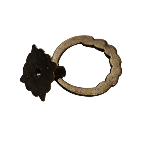 6 Pieces Vintage Bronze Drop Ring Knobs And Pulls For Dresser Drawers Cabinets, Antique Single Hole Decorative Hardware With Screws