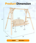 Dimensions of Heavy Duty Outdoor Porch Swing With Frame Stand 880 Lb Capacity Wooden Patio Bench shown with measurements