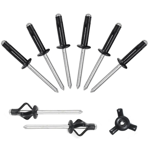 Tri Fold Aluminum Pop Rivets Black 75 Pieces Assortment For Kayak Boat Repair Includes Sizes Three Sixteenths Inch Five Eighths Inch Three Quarters Inch